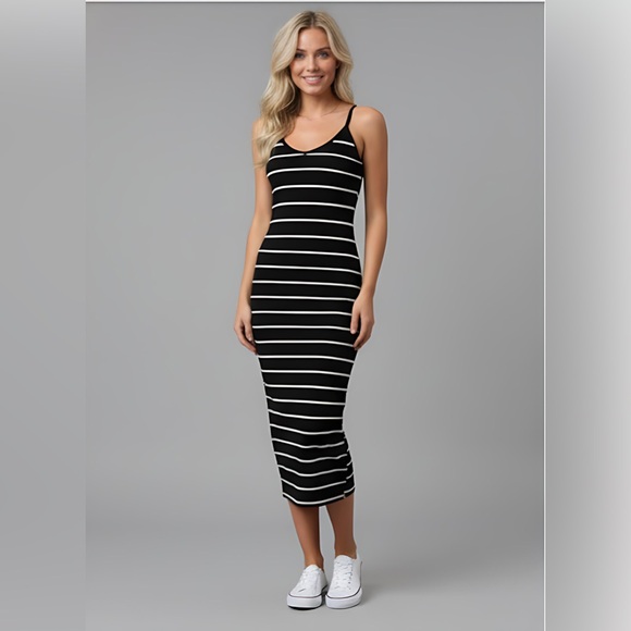 Striped Cami Dress Black & White - Picture 4 of 9